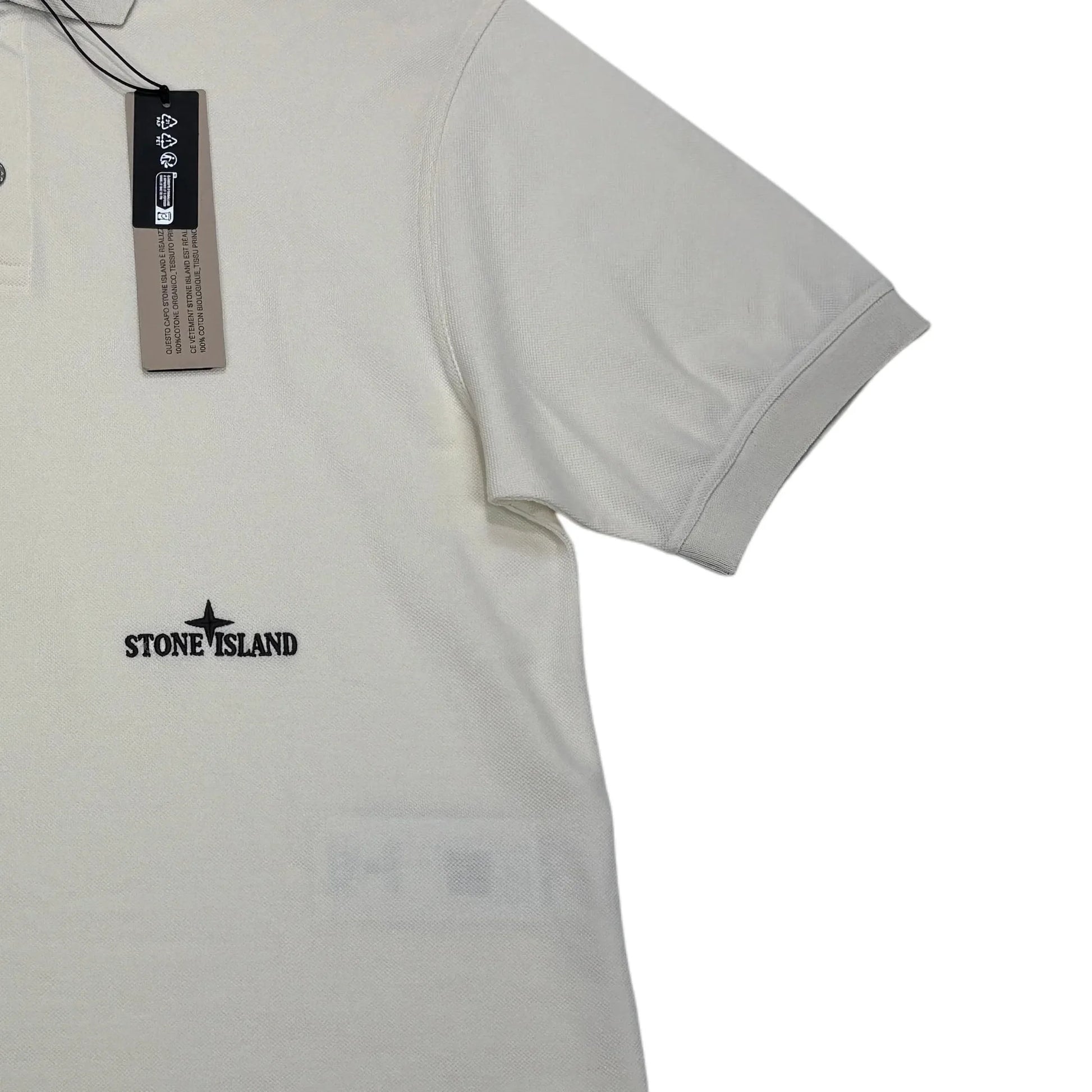 Stone Island Beige Embroidered Logo Polo Shirt