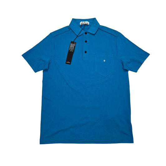 Stone Island Blue Embroidered Marina Logo Polo Shirt