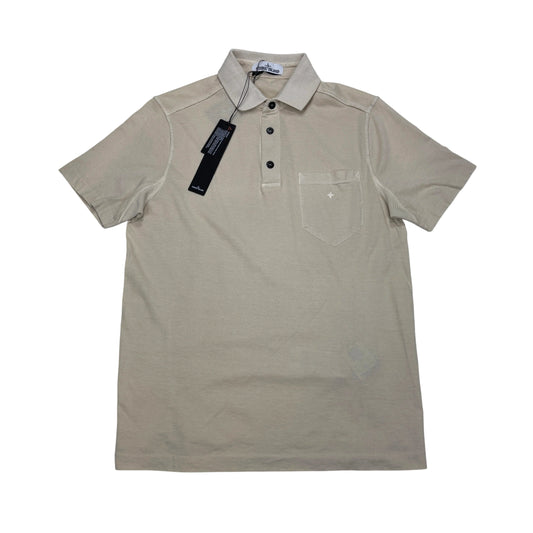 Stone Island Beige Embroidered Marina Logo Polo Shirt