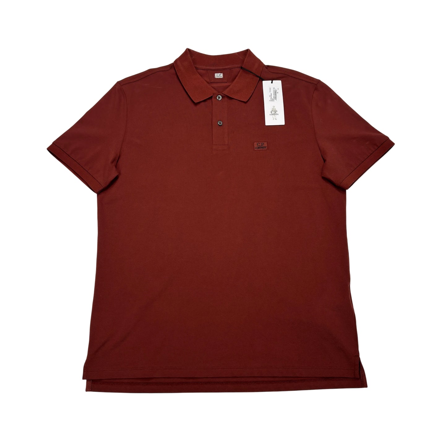 CP Company Burgundy Embroidered Spell Out Box Logo Polo Shirt