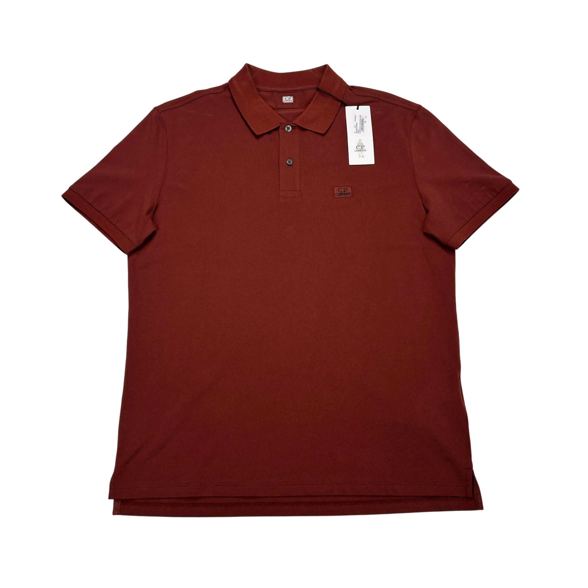CP Company Burgundy Embroidered Spell Out Box Logo Polo Shirt
