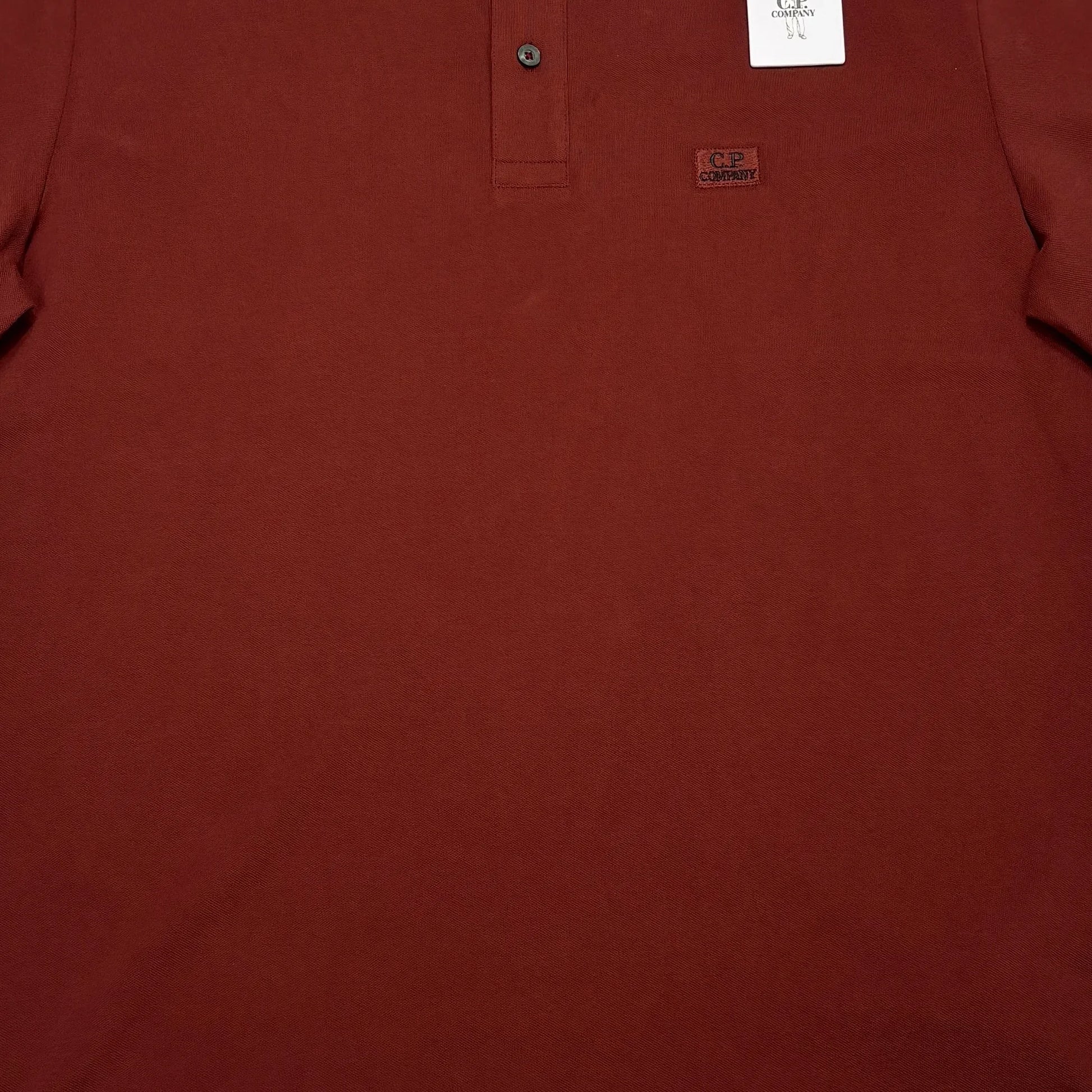 CP Company Burgundy Embroidered Spell Out Box Logo Polo Shirt