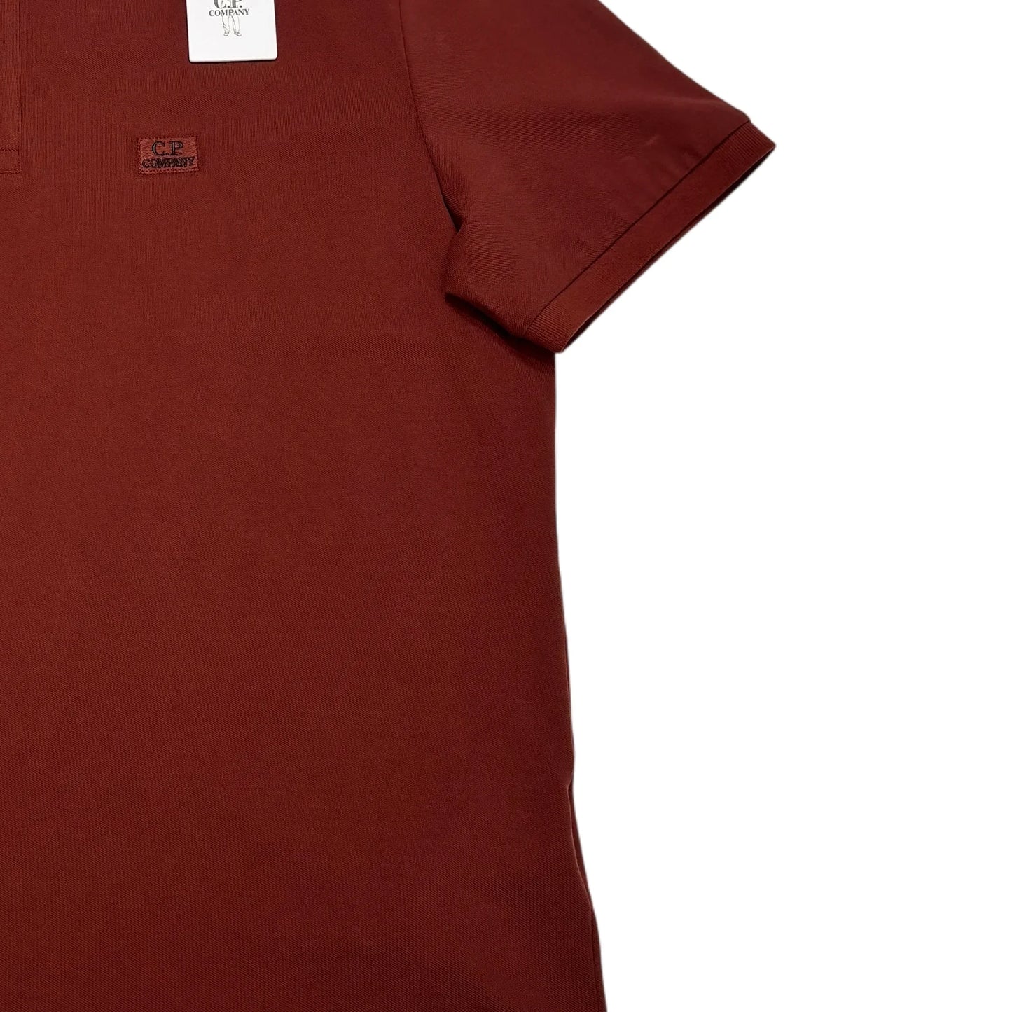 CP Company Burgundy Embroidered Spell Out Box Logo Polo Shirt