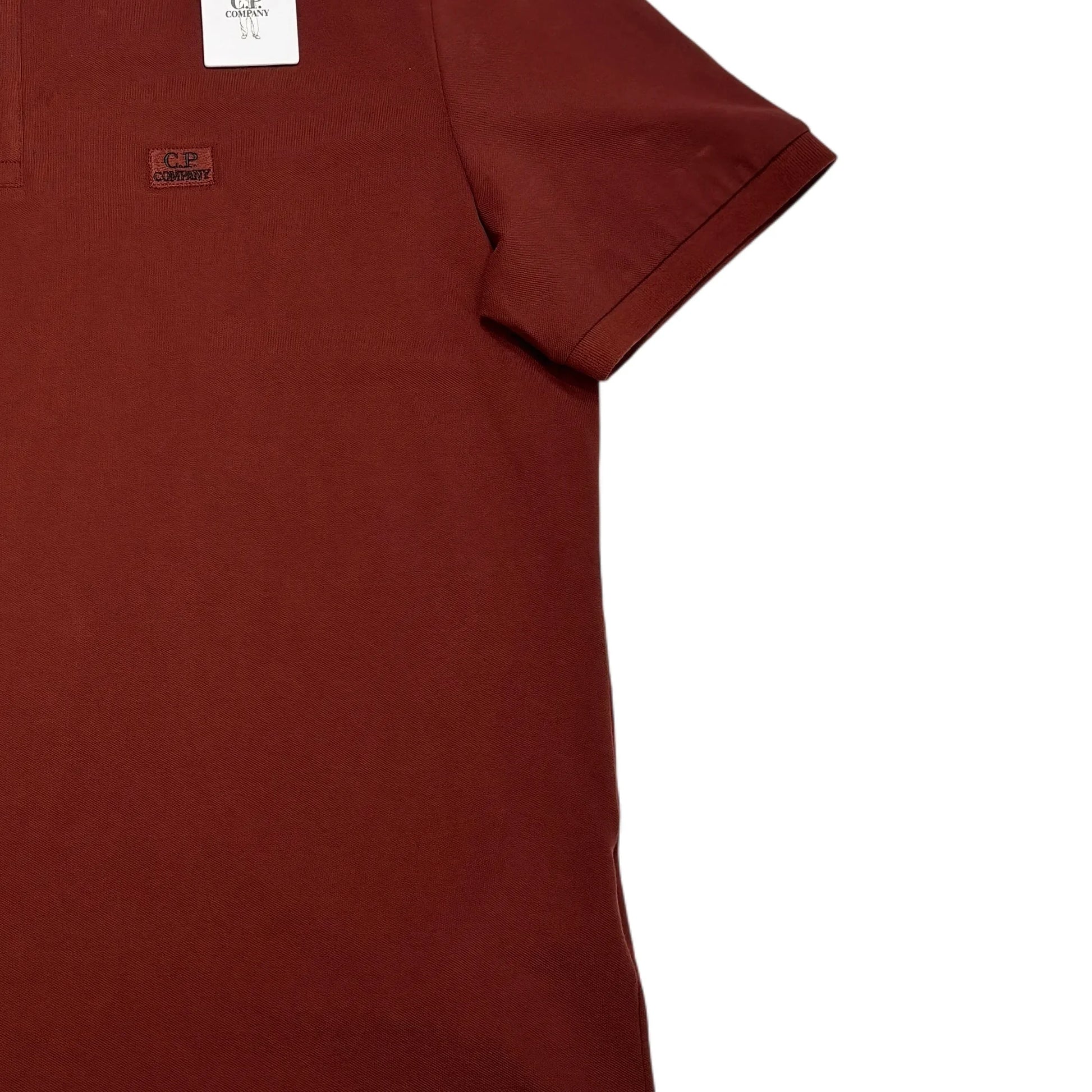 CP Company Burgundy Embroidered Spell Out Box Logo Polo Shirt