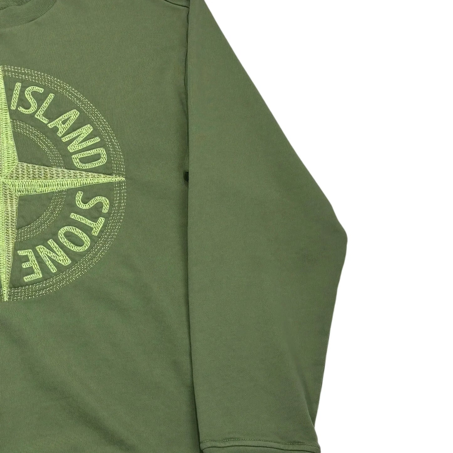 Stone Island Green Logo Embroidery Crewneck Jumper
