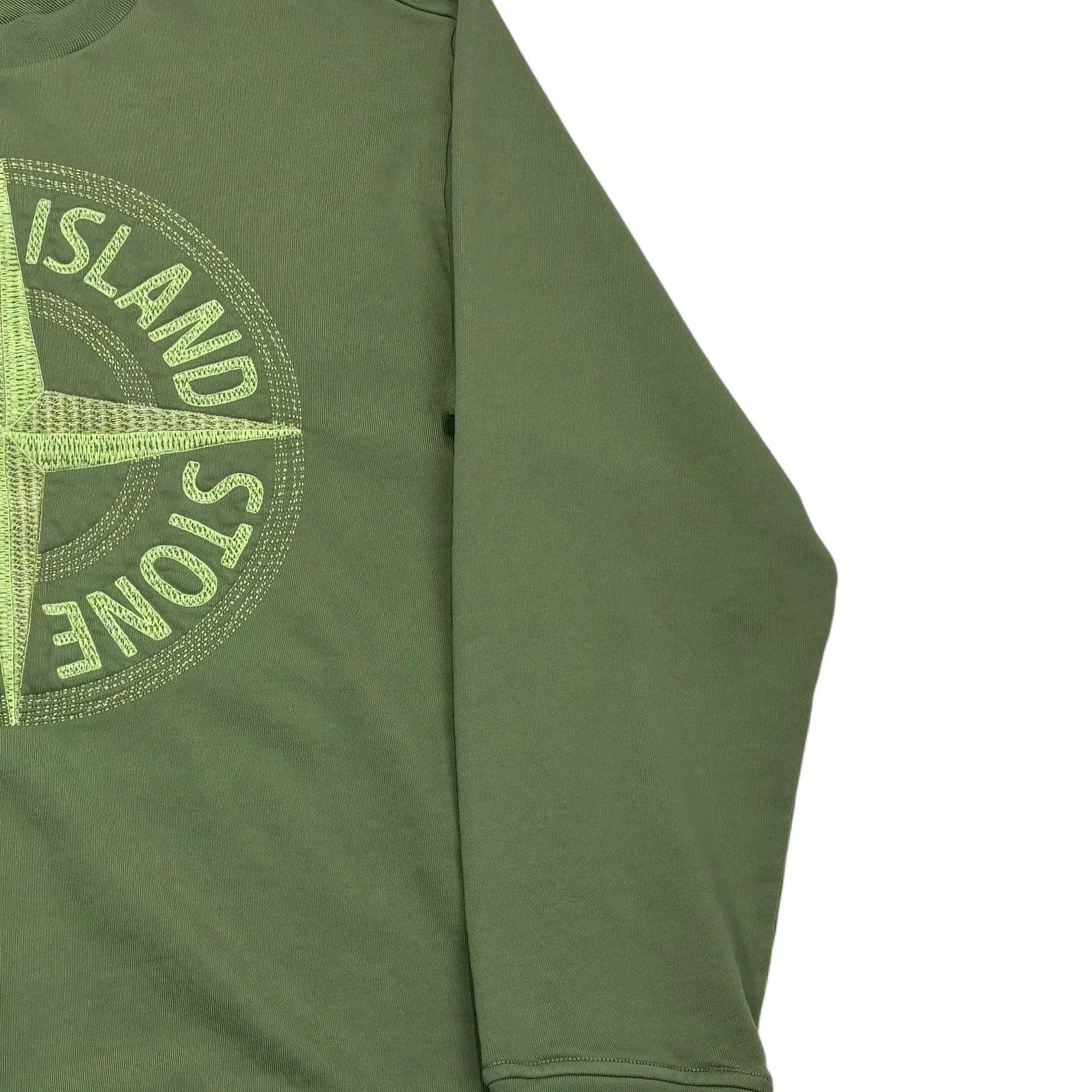 Stone Island Green Logo Embroidery Crewneck Jumper