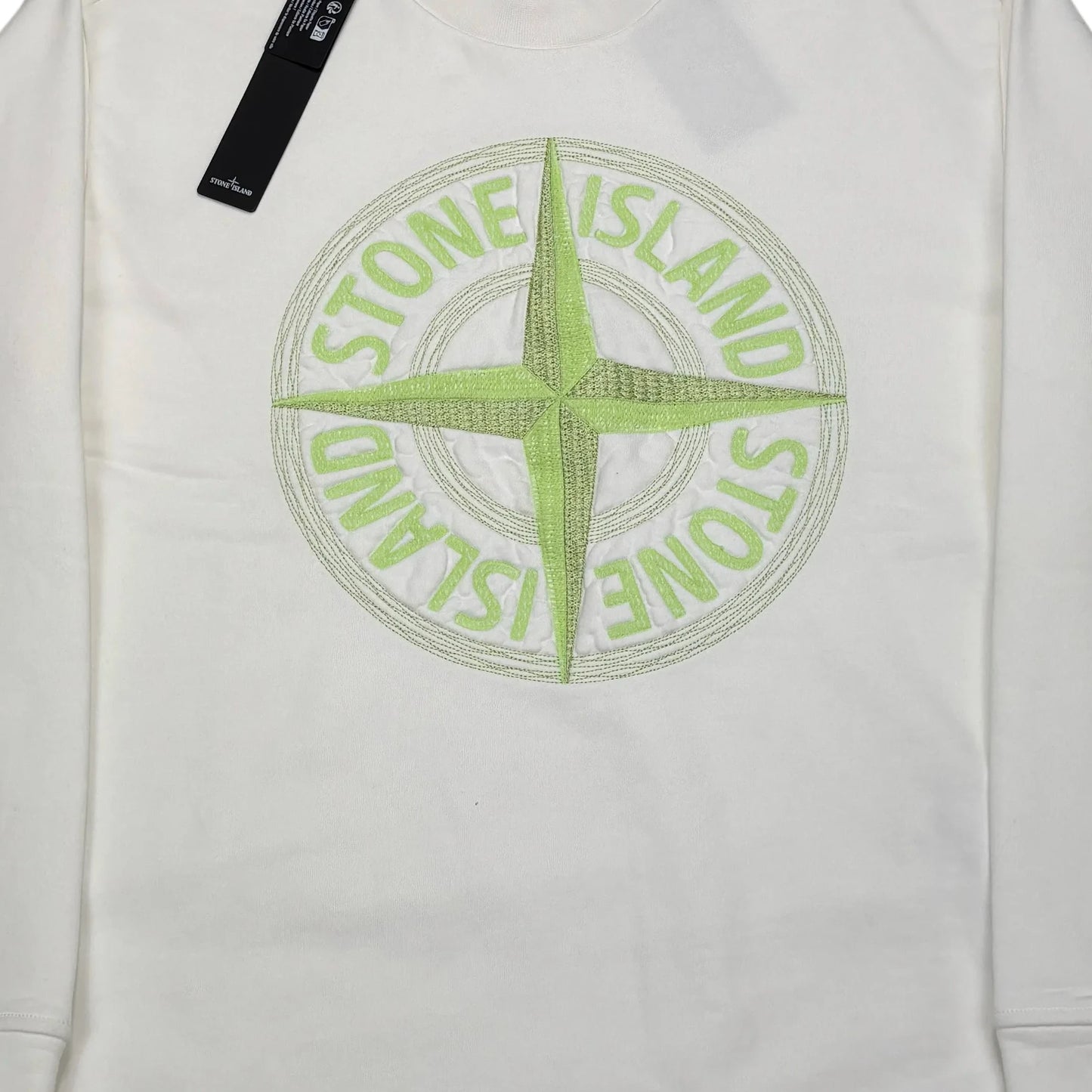 Stone Island White Logo Embroidery Crewneck Jumper
