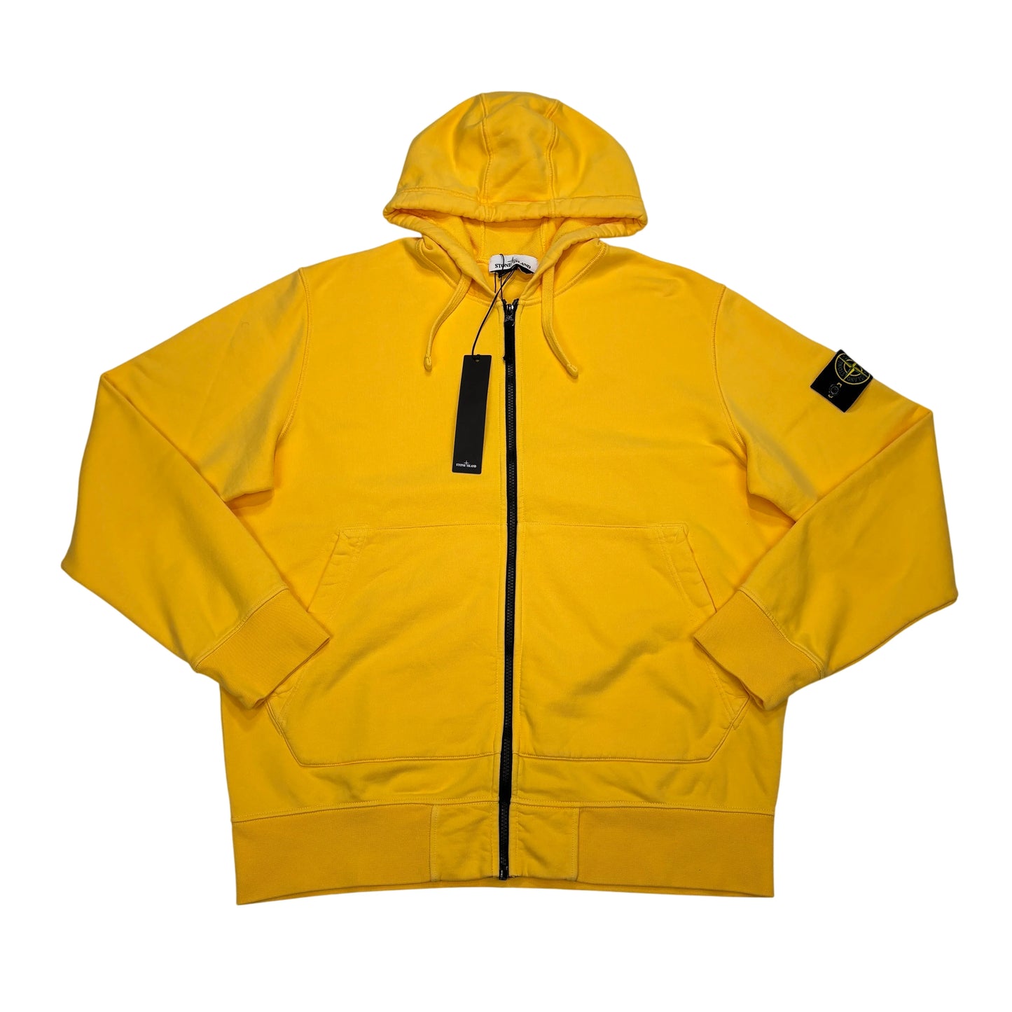 Stone Island Yellow Compass Patch Zip Up Hoodie