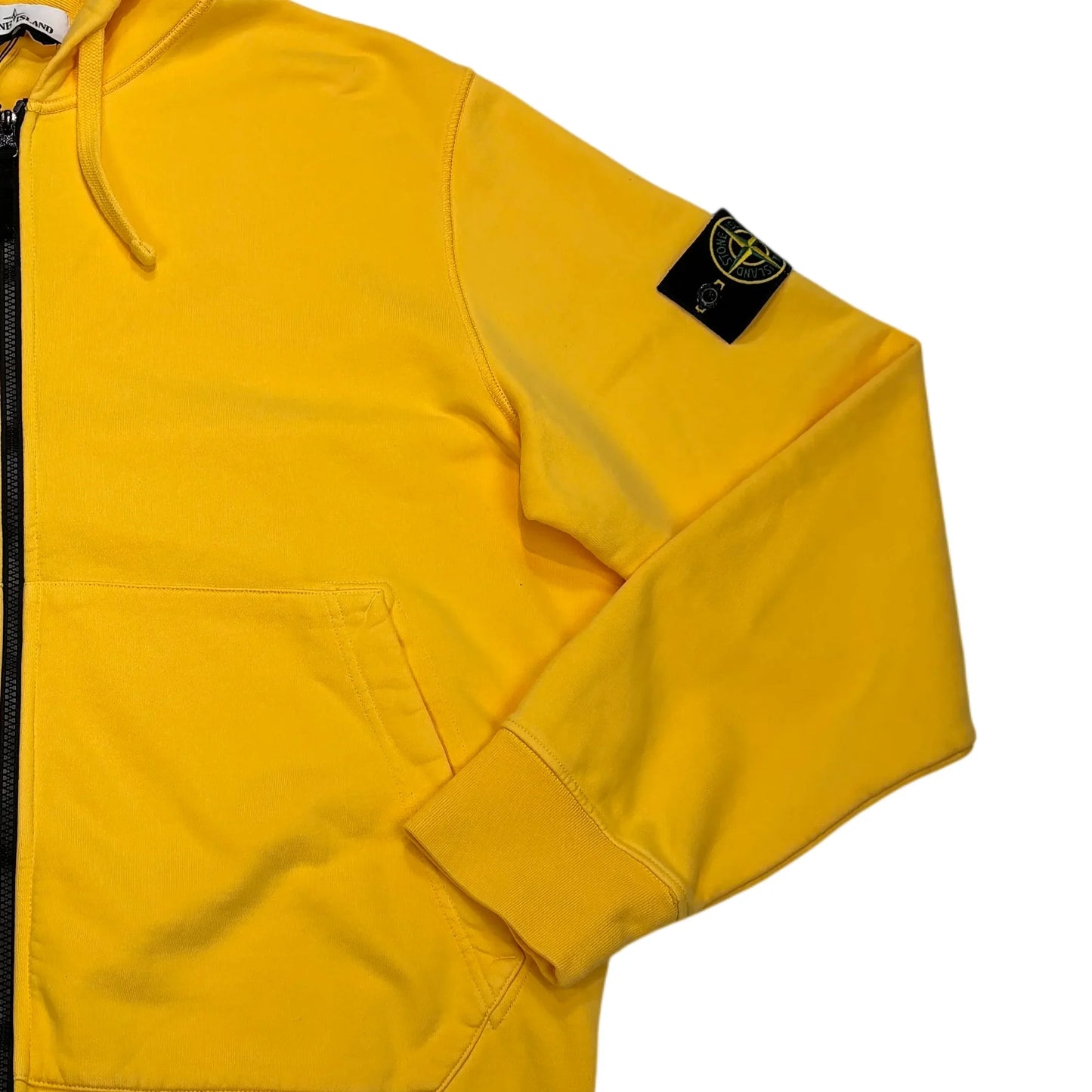 Stone Island Yellow Compass Patch Zip Up Hoodie