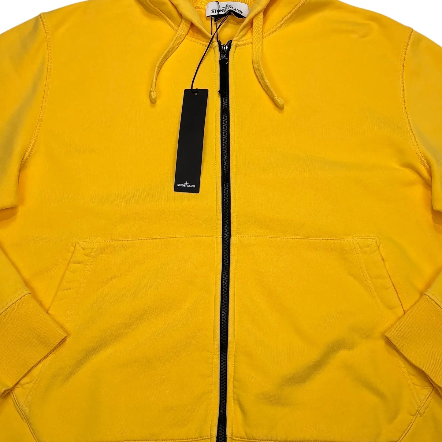 Stone Island Yellow Compass Patch Zip Up Hoodie