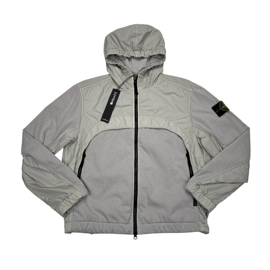 Stone Island Grey Garment Dyed Crinkle Reps NY Jersey 250 Hooded Jacket