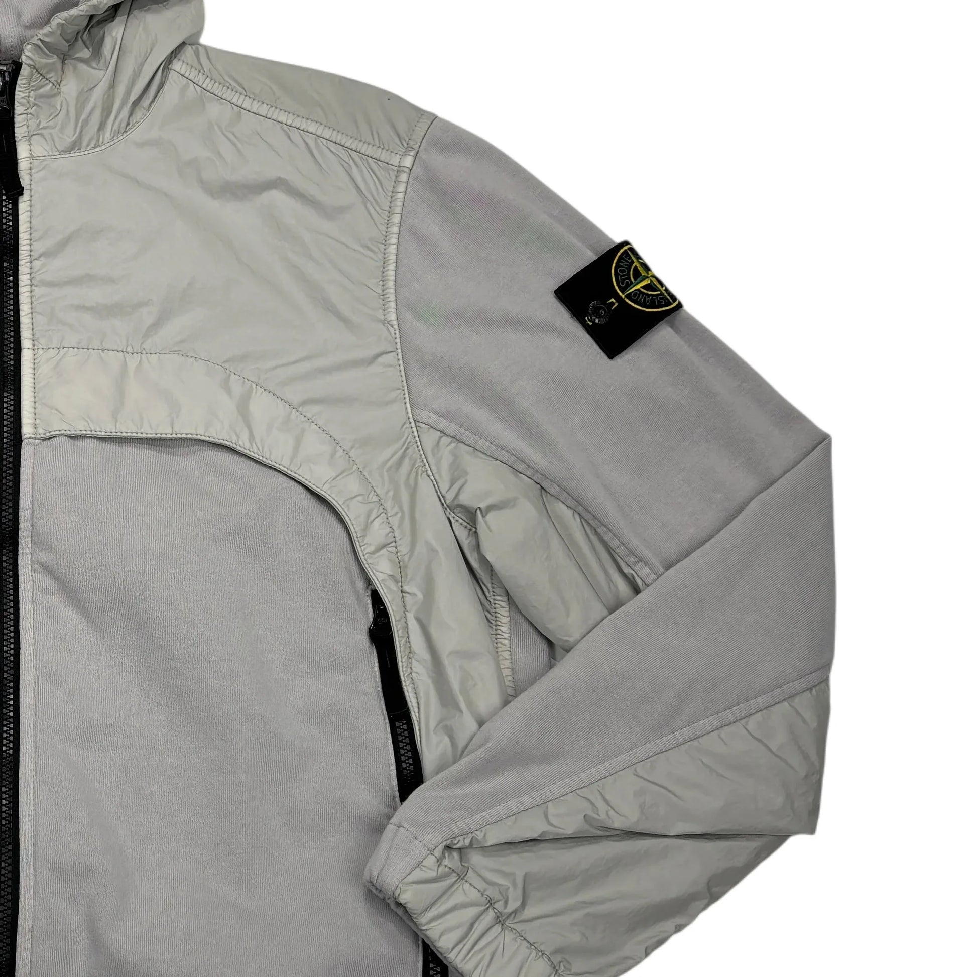 Stone Island Grey Garment Dyed Crinkle Reps NY Jersey 250 Hooded Jacket
