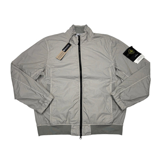 Stone Island Grey Garment Dyed Crinkle Reps NY Lightweight Bomber Jacket