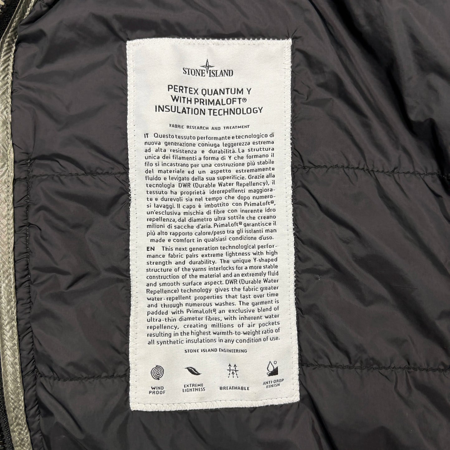 Stone Island Grey Pertex Quantum Y with Primaloft Insulation Technology Hooded Jacket