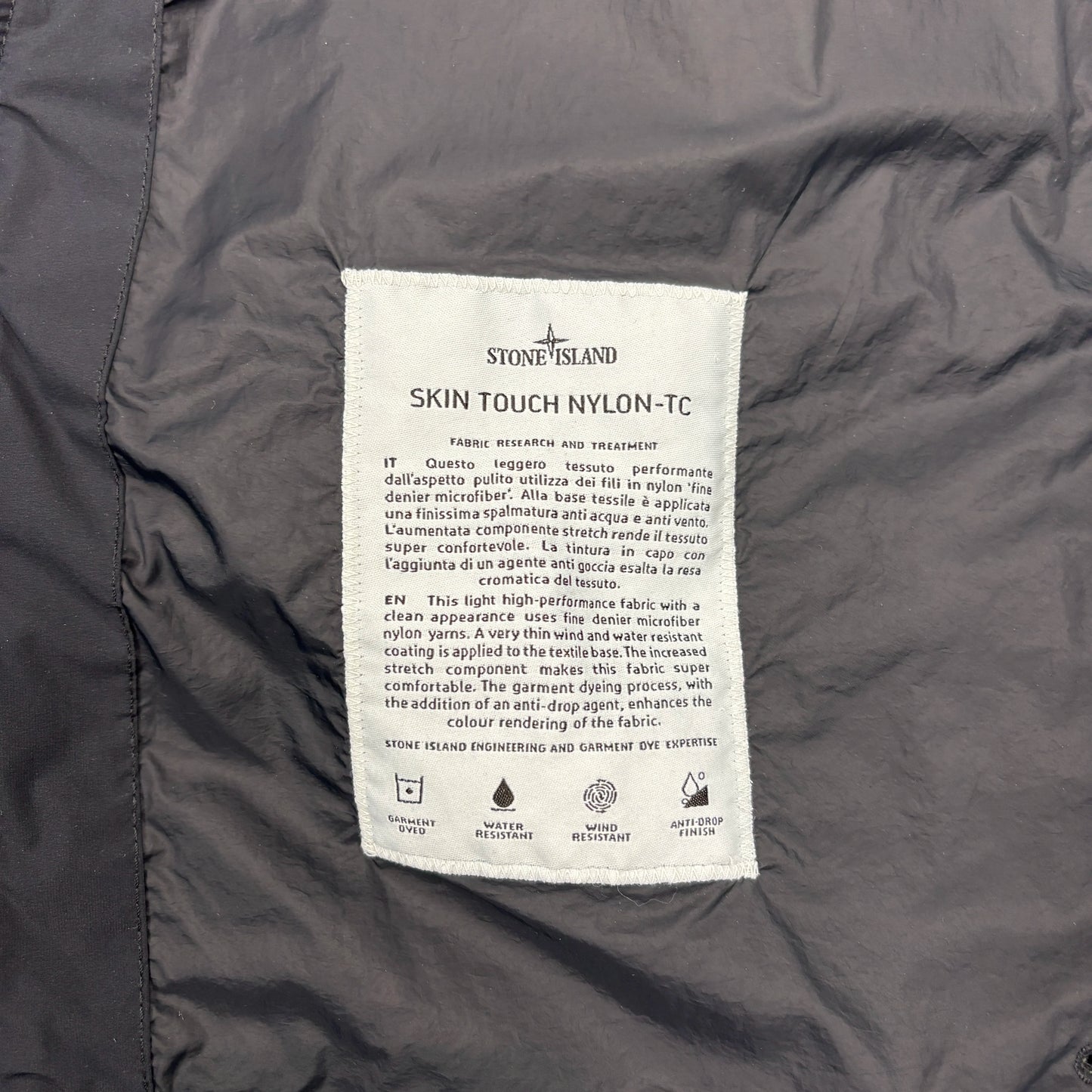 Stone Island Black Skin Touch Nylon TC Hooded Jacket