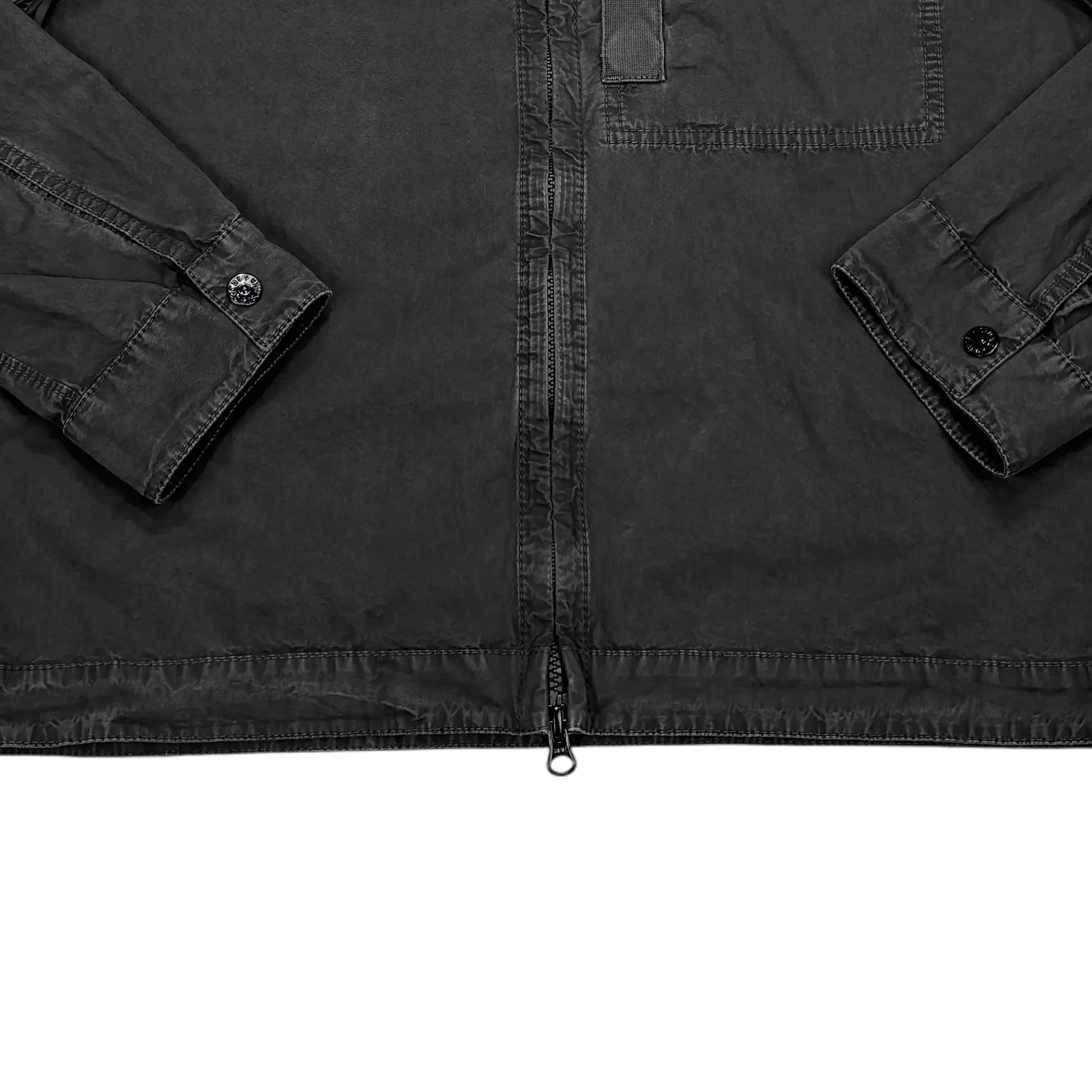 Stone Island Black Compass Patch Brushed Cotton Overshirt Jacket