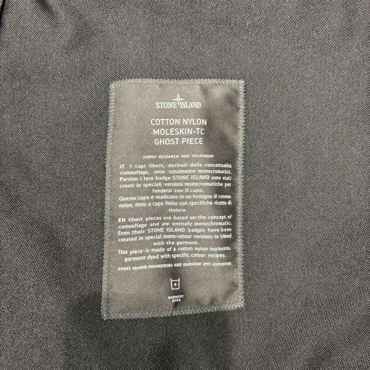 Stone Island Black Cotton Nylon Moleskin-TC Ghost Piece Jacket