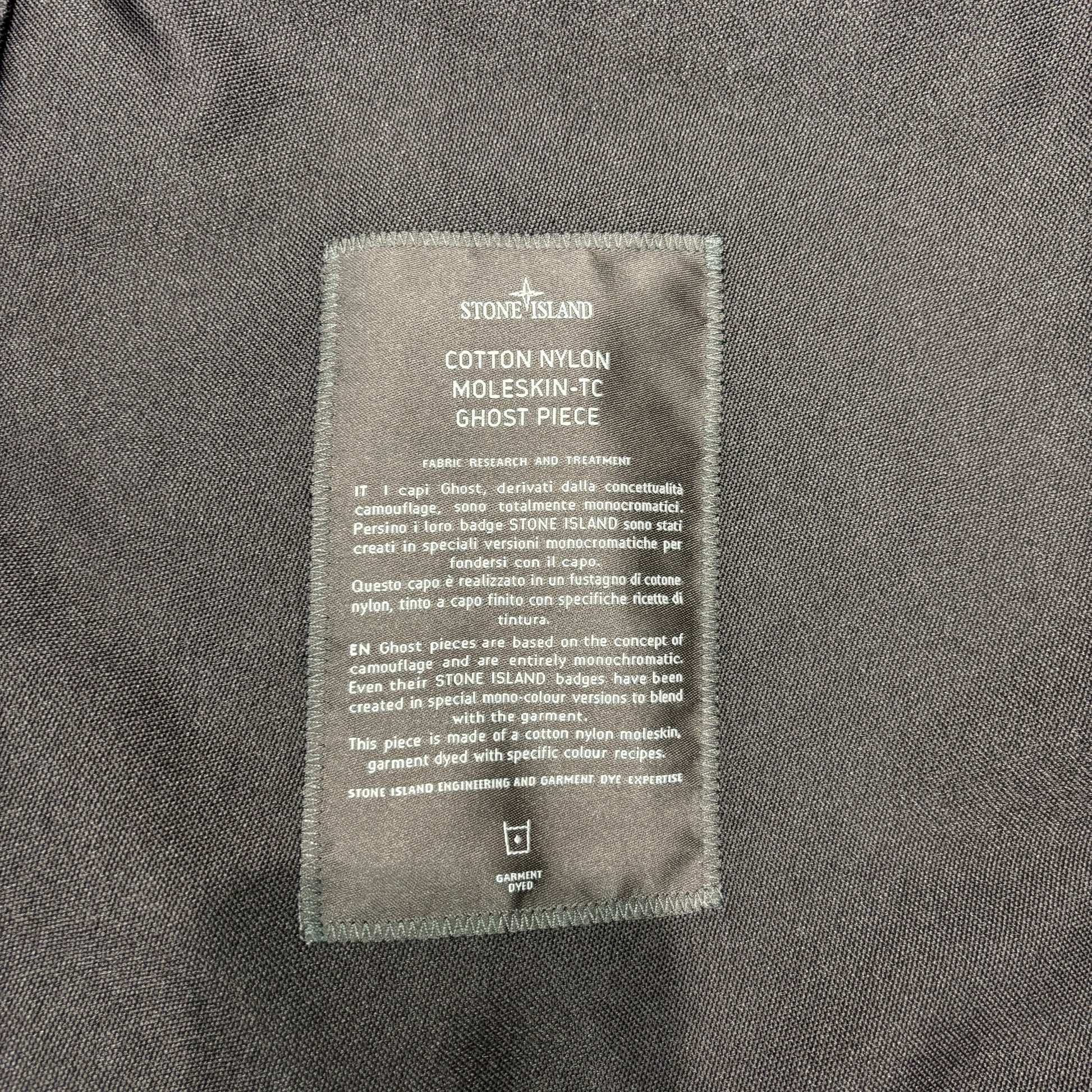 Stone Island Black Cotton Nylon Moleskin-TC Ghost Piece Jacket