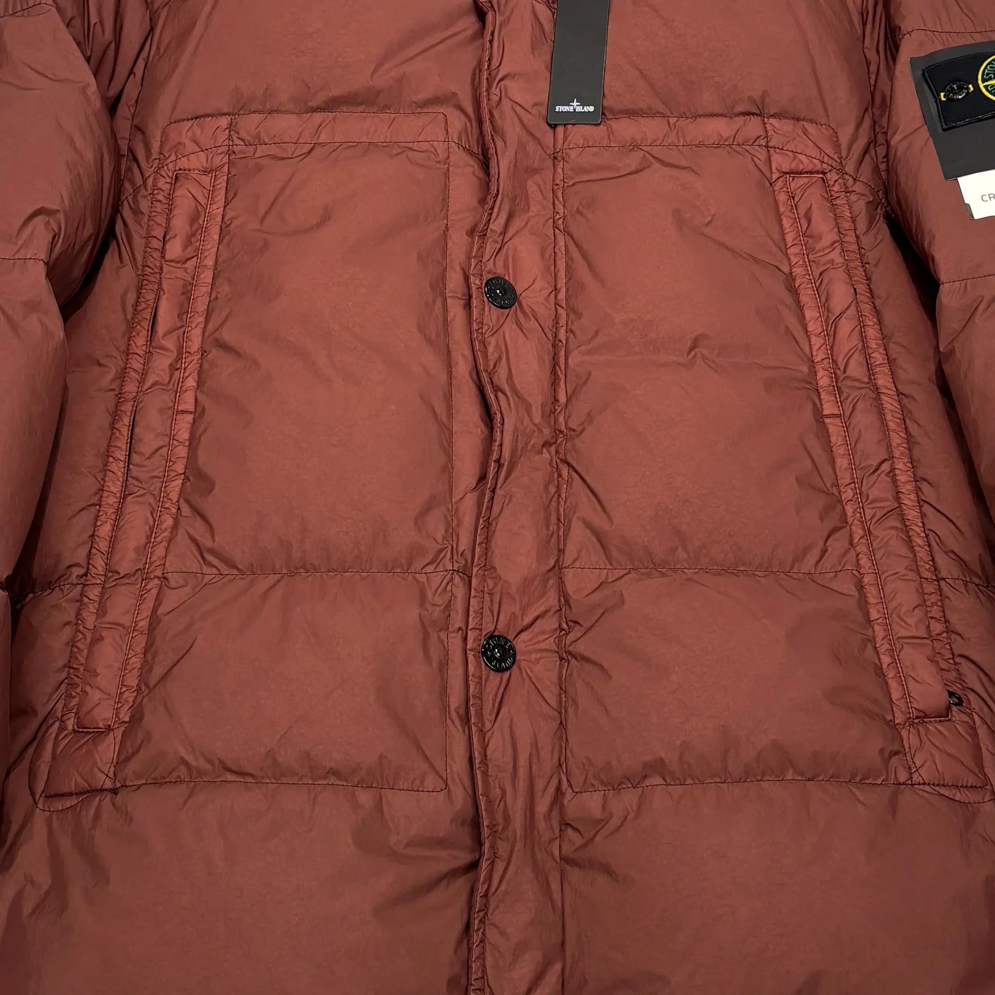 Stone Island Brown Garment Dyed Crinkle Reps NY Down Puffer Jacket
