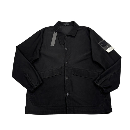 Stone Island Black Cotton Nylon Moleskin-TC Ghost Piece Jacket