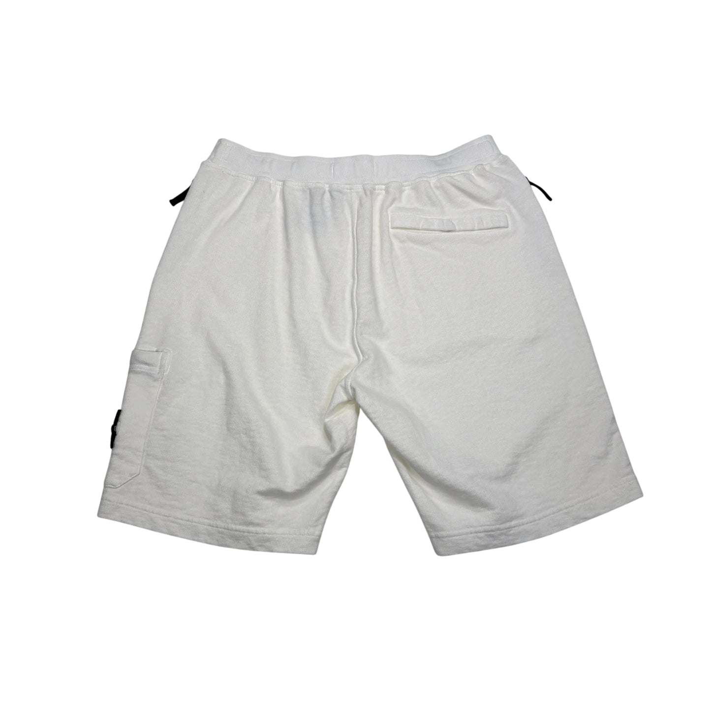 Stone Island White Compass Patch Cotton Shorts