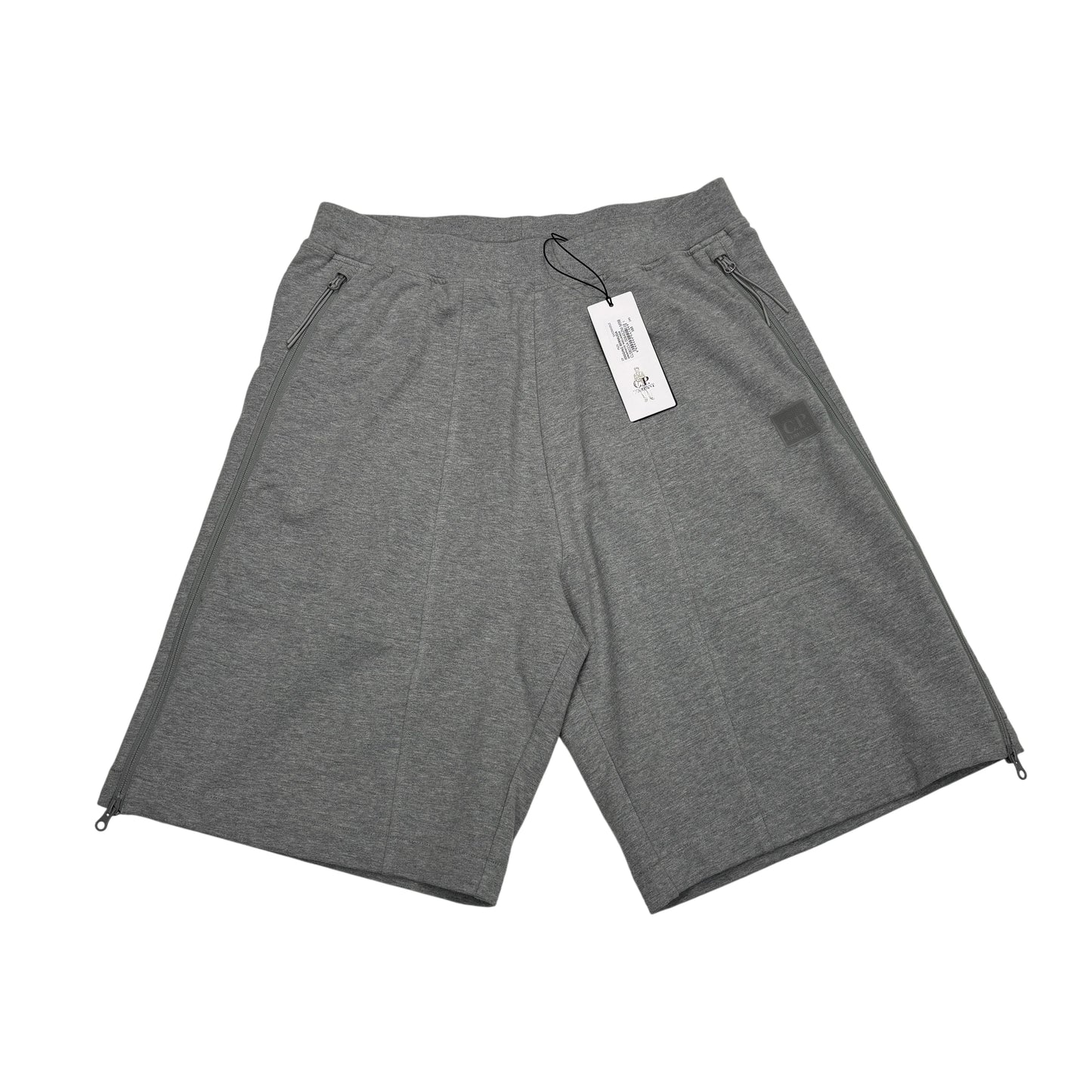 CP Company Grey Raised Rubber Logo Spell Out Cotton Shorts