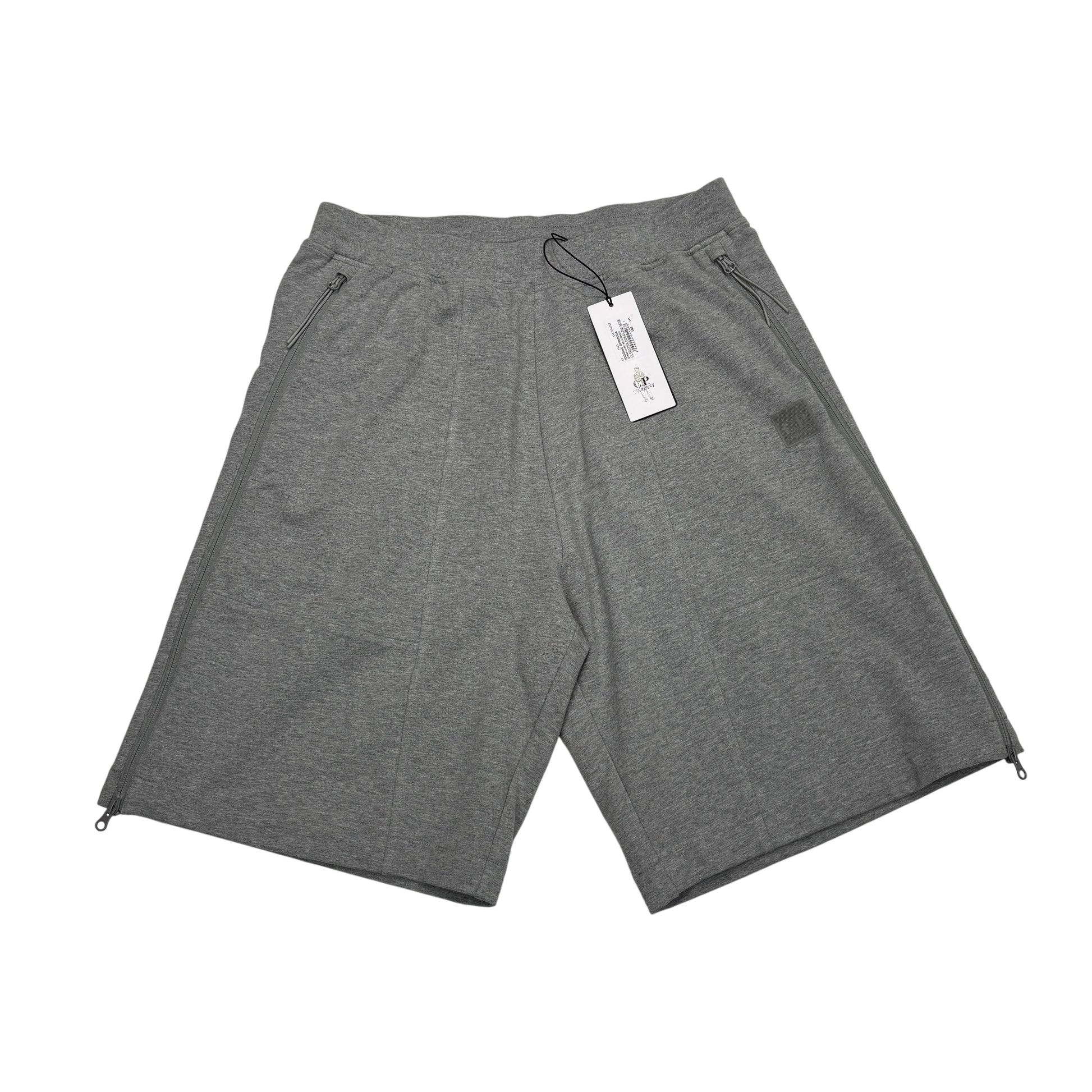 CP Company Grey Raised Rubber Logo Spell Out Cotton Shorts