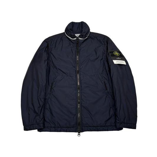 Stone Island Navy Blue Garment Dyed Crinkle Reps NY with Zip Away Hood Jacket