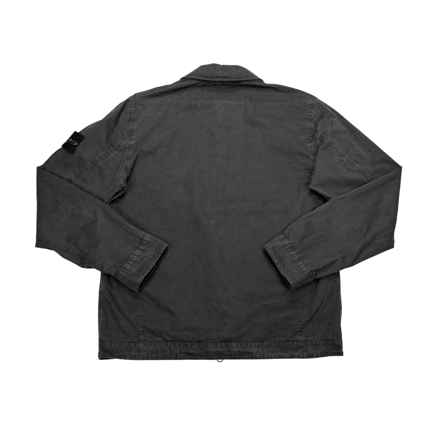 Stone Island Black Compass Patch Brushed Cotton Overshirt Jacket