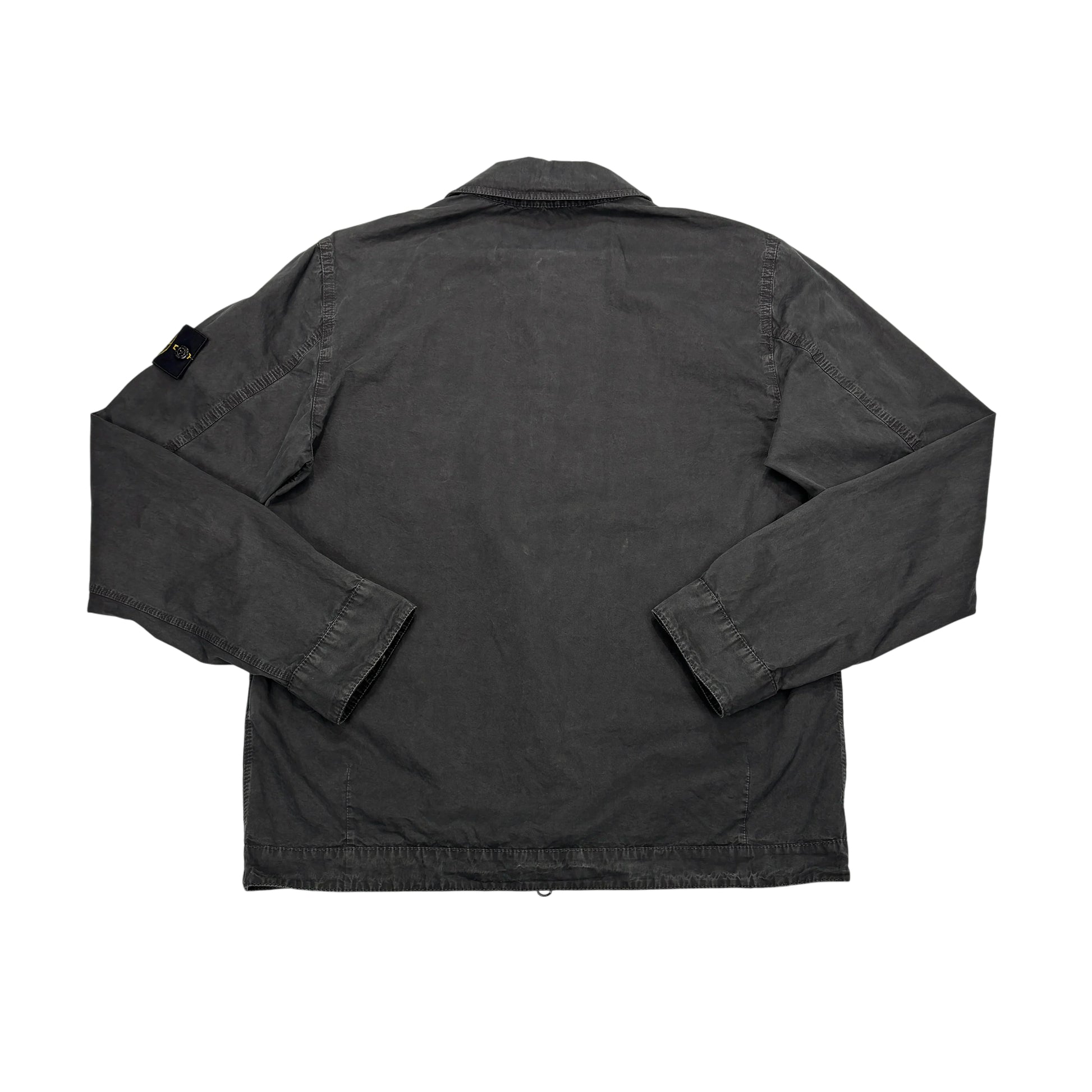 Stone Island Black Compass Patch Brushed Cotton Overshirt Jacket