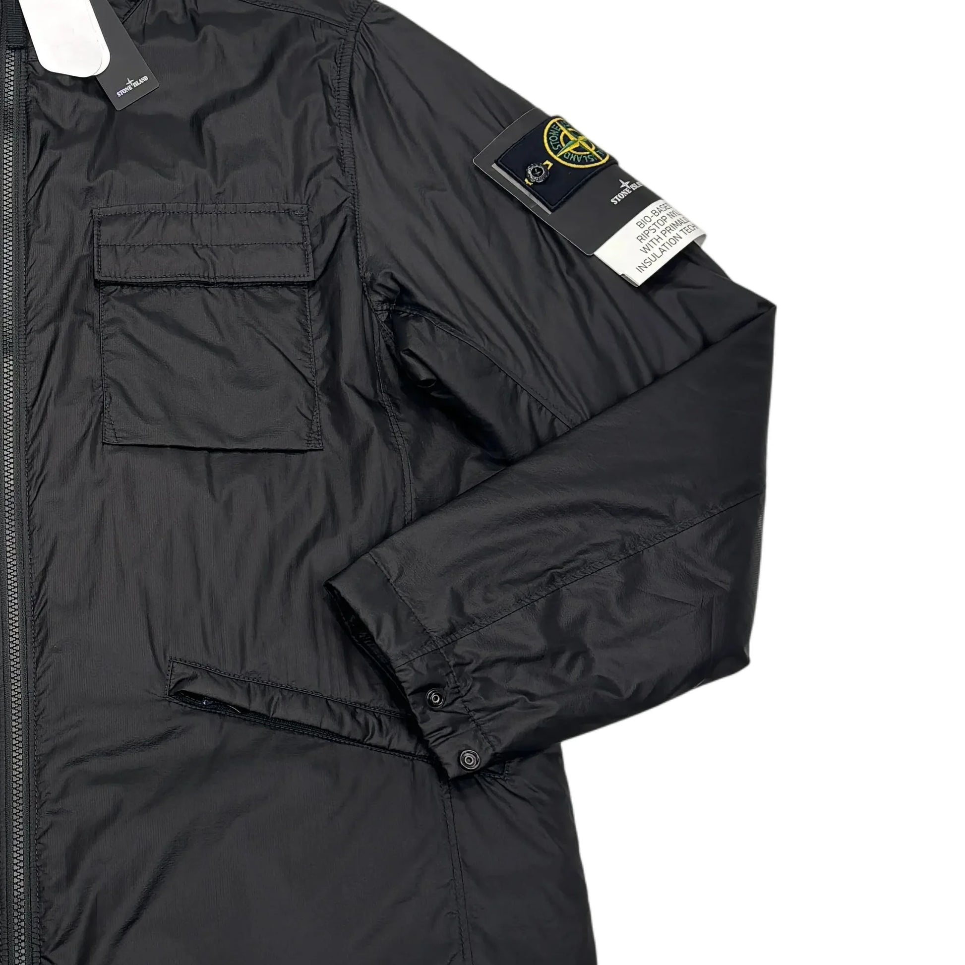 <p>Stone Island Black Bio-Based Ripstop Nylon with Primaloft Insulation Technology Jacket</p>