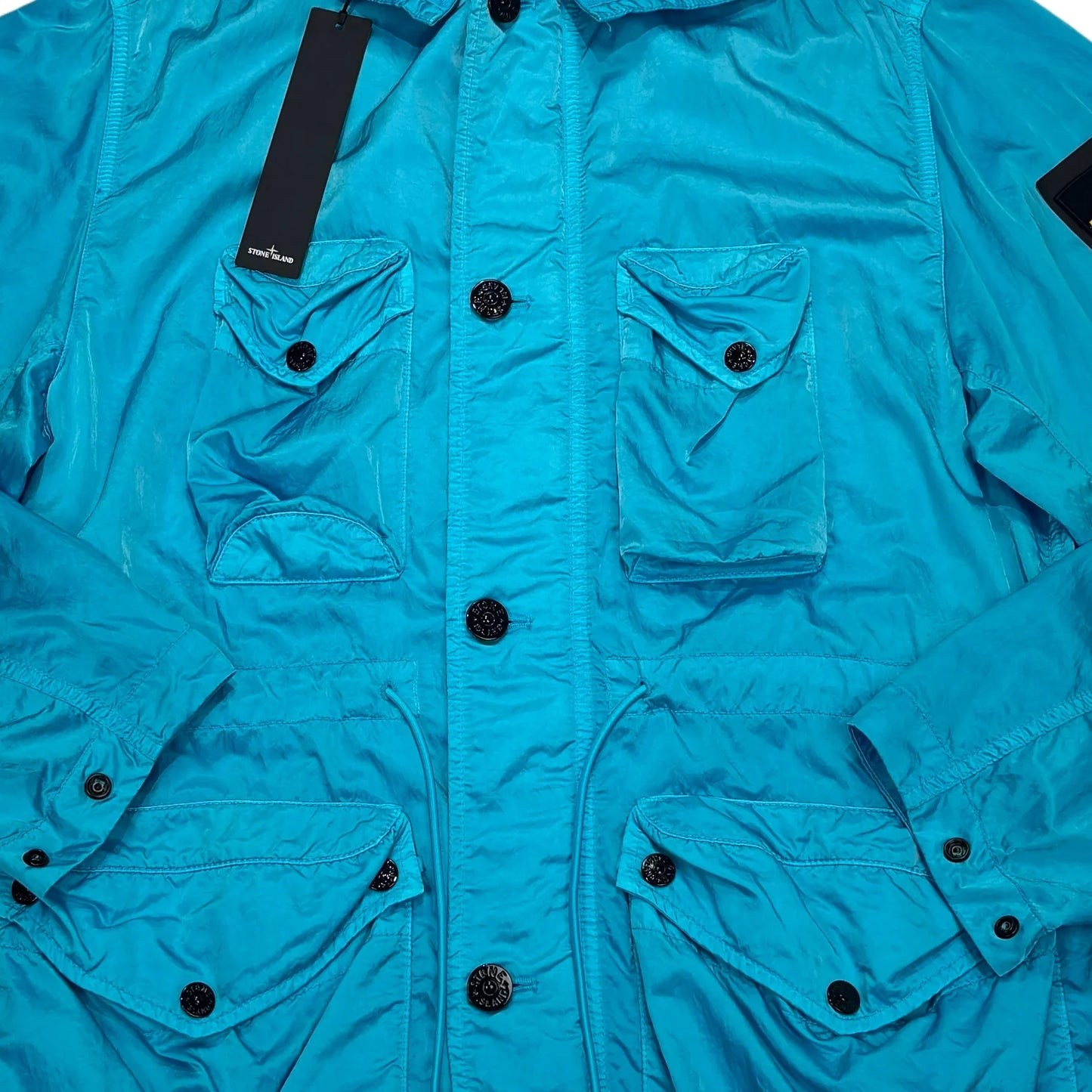 <p>Stone Island Blue Nylon Raso TC Hooded Jacket</p>