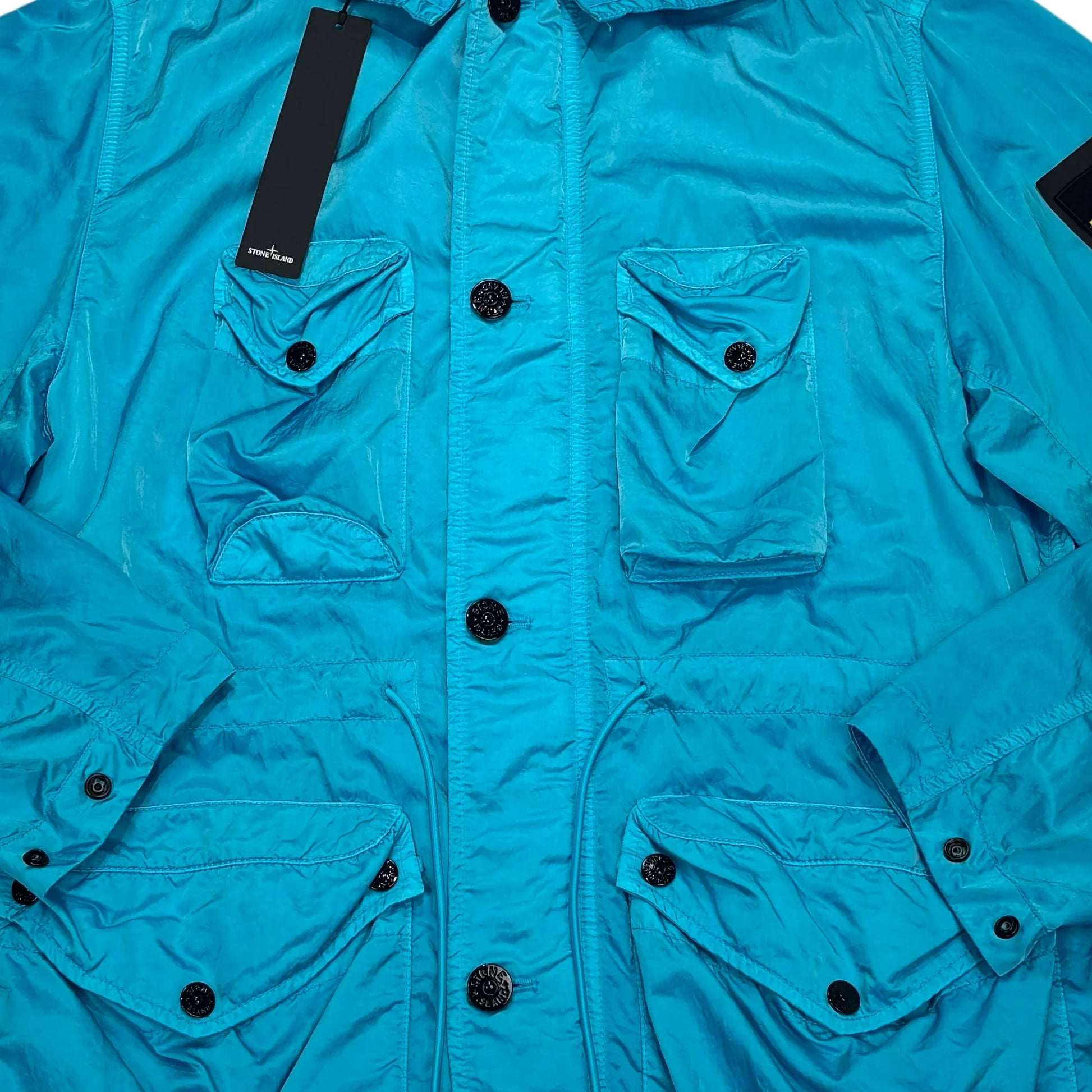 <p>Stone Island Blue Nylon Raso TC Hooded Jacket</p>