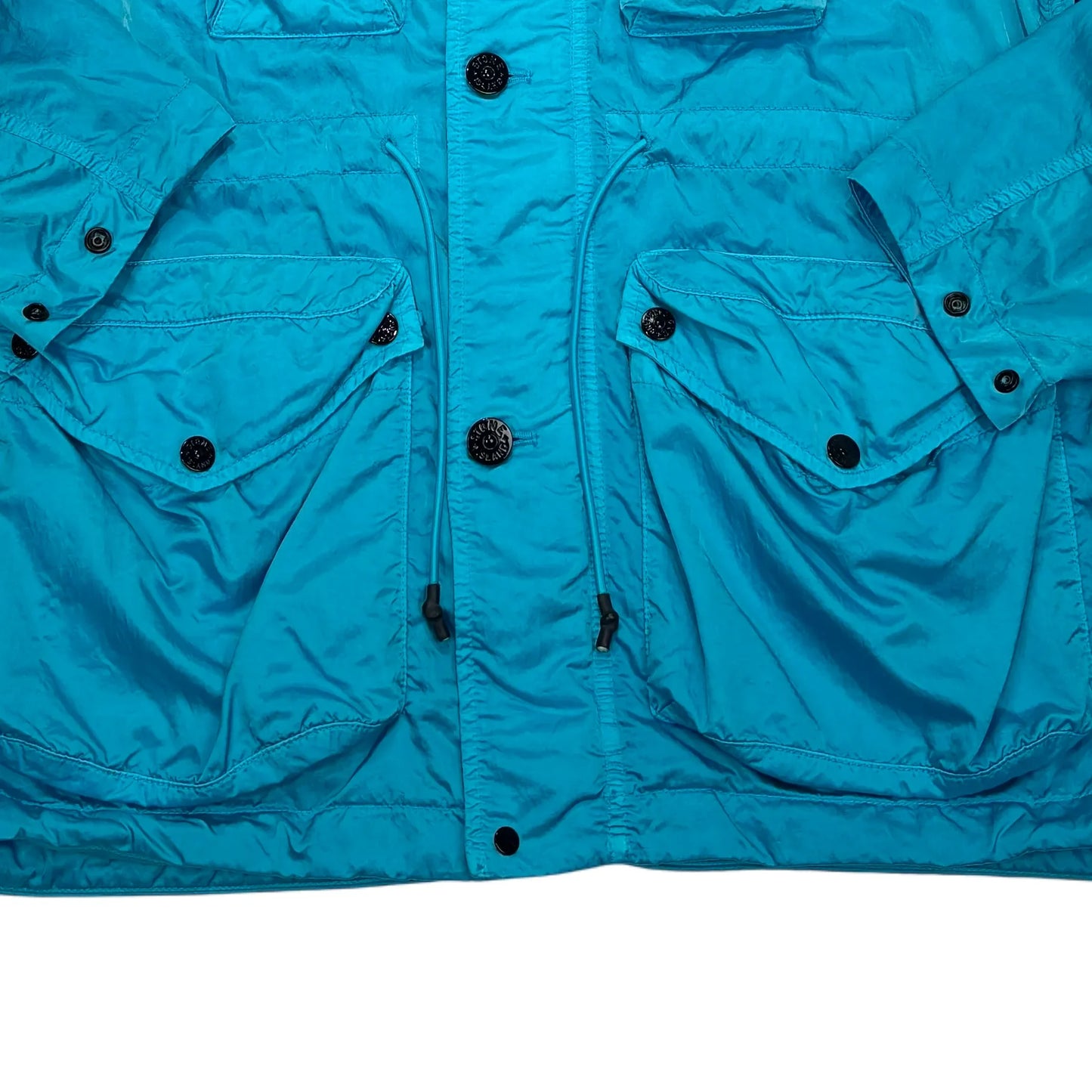 <p>Stone Island Blue Nylon Raso TC Hooded Jacket</p>