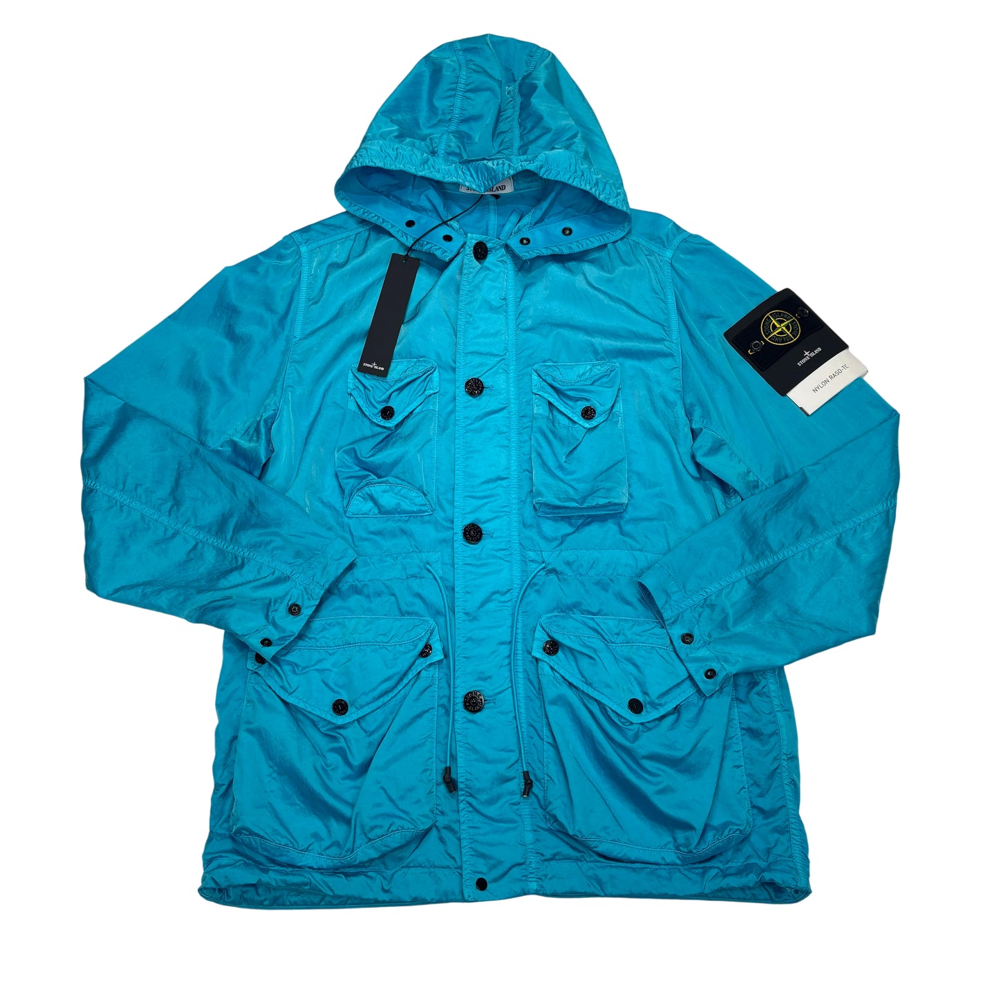 <p>Stone Island Blue Nylon Raso TC Hooded Jacket</p>
