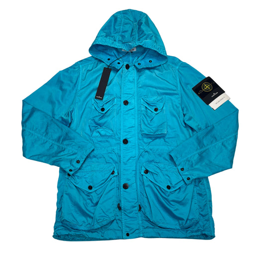 <p>Stone Island Blue Nylon Raso TC Hooded Jacket</p>