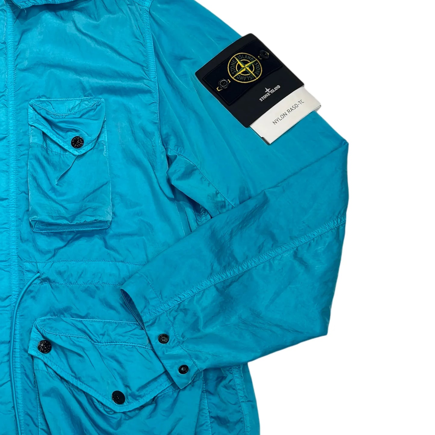<p>Stone Island Blue Nylon Raso TC Hooded Jacket</p>