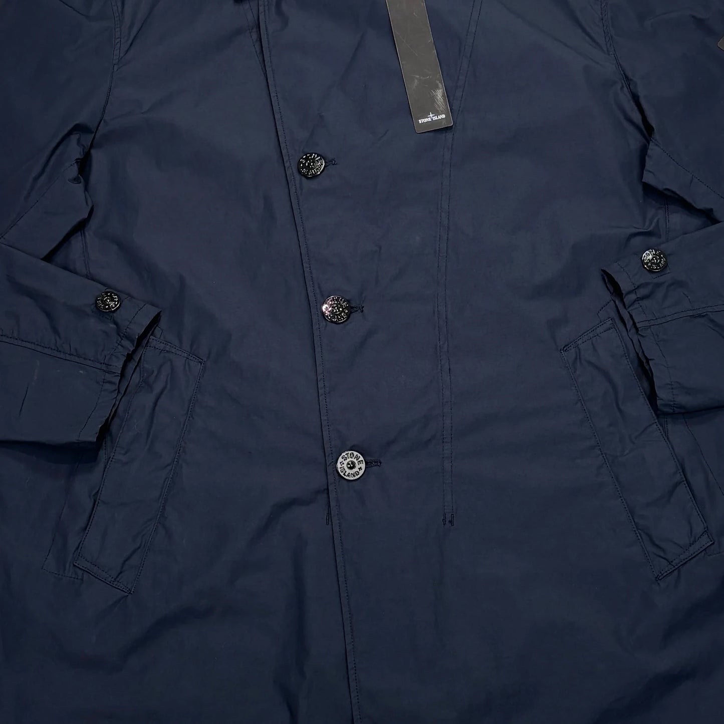 <p>Stone Island Navy Blue Naslan Light Watro Coat</p>