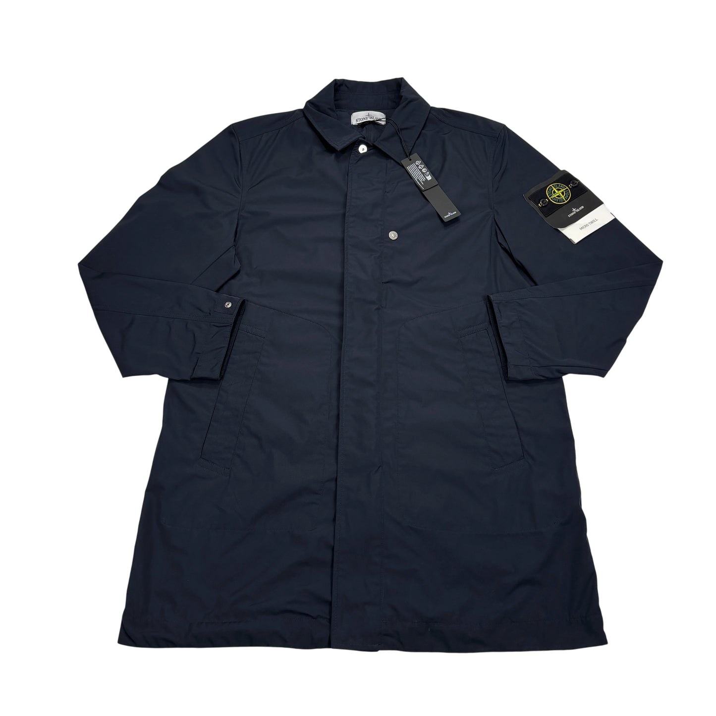 <p>Stone Island Black Micro Twill Coat</p>