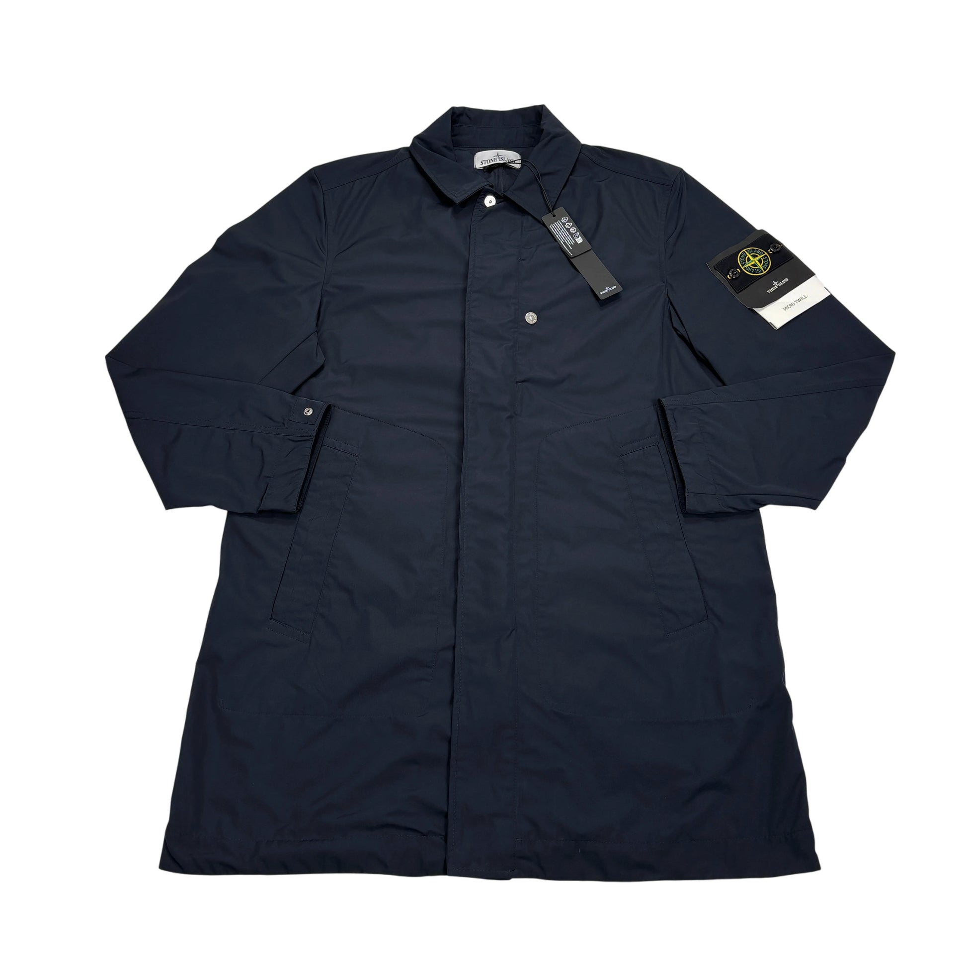 <p>Stone Island Black Micro Twill Coat</p>