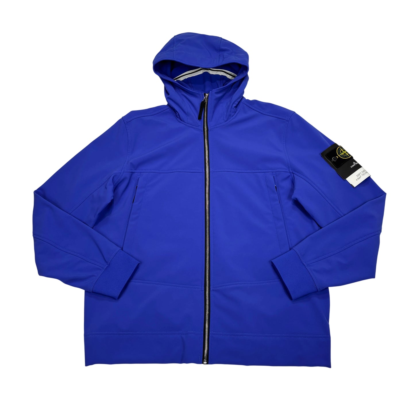 <p>Stone Island Blue Hooded Soft Shell-R Jacket</p>