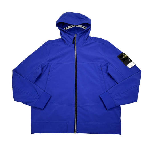 <p>Stone Island Blue Hooded Soft Shell-R Jacket</p>
