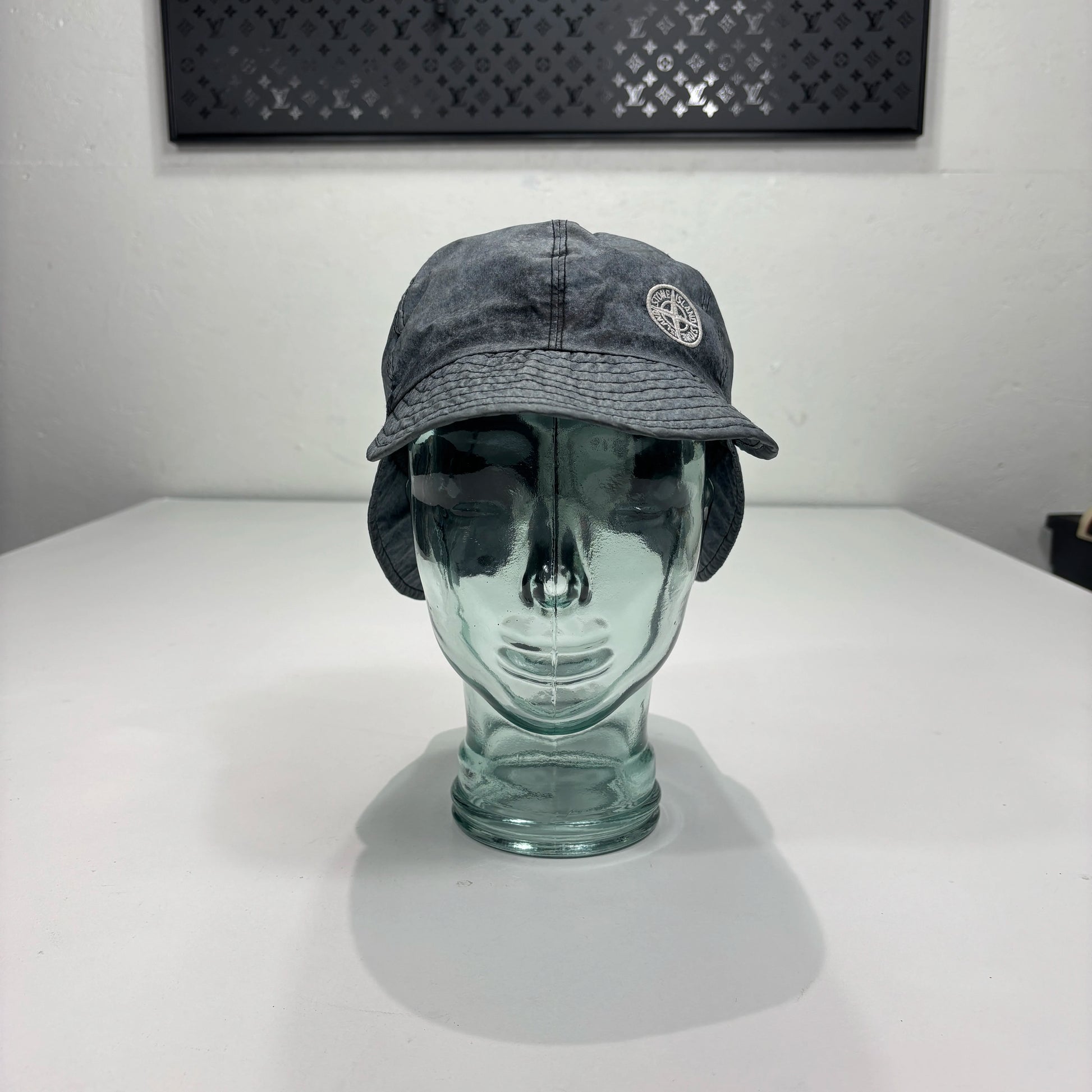 Stone Island Grey Embroidered Logo Sun Flap Cap