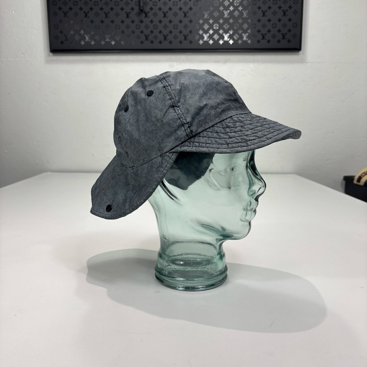 Stone Island Grey Embroidered Logo Sun Flap Cap