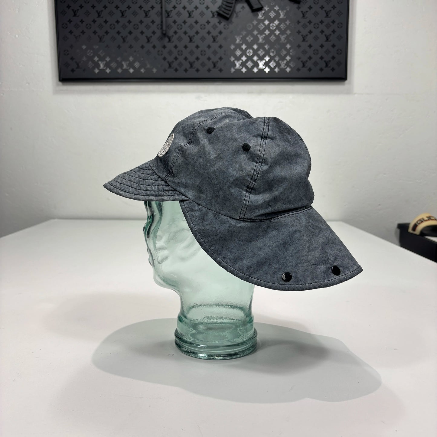 Stone Island Grey Embroidered Logo Sun Flap Cap
