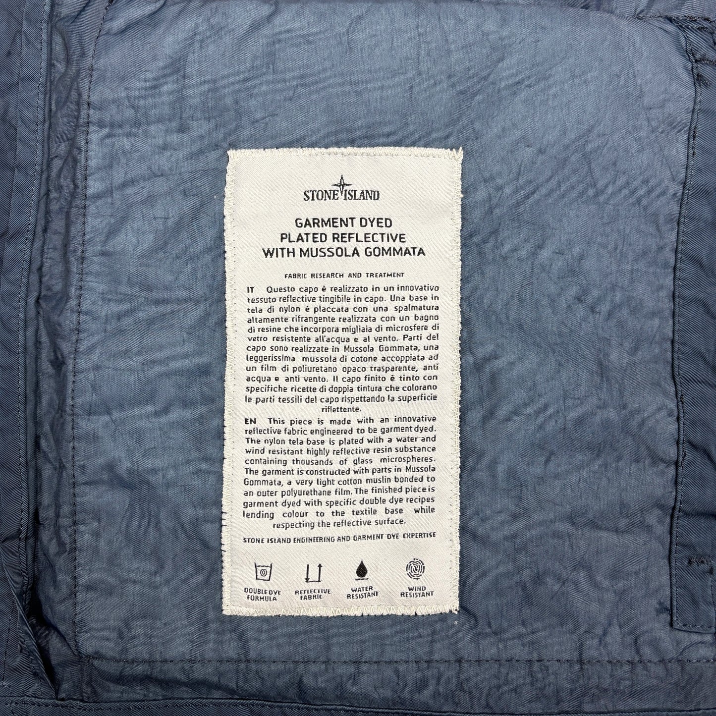 Stone Island Grey Plated Reflective Mussola Gommata Technical Jacket