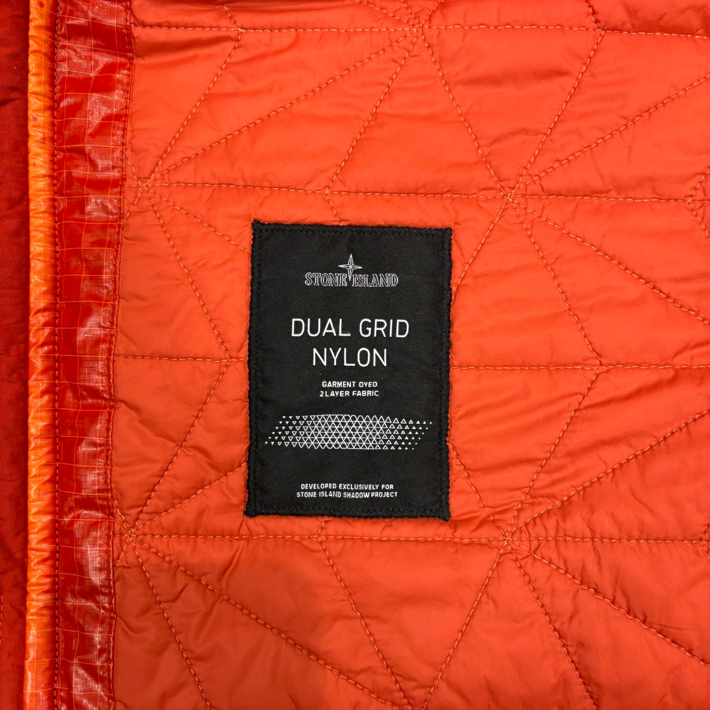 Stone Island Shadow Project Orange Dual Grid Nylon Hooded Parka Jacket