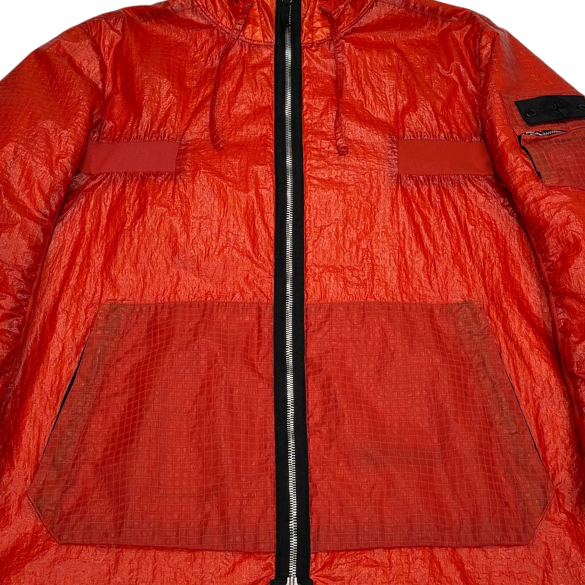 Stone Island Shadow Project Orange Dual Grid Nylon Hooded Parka Jacket