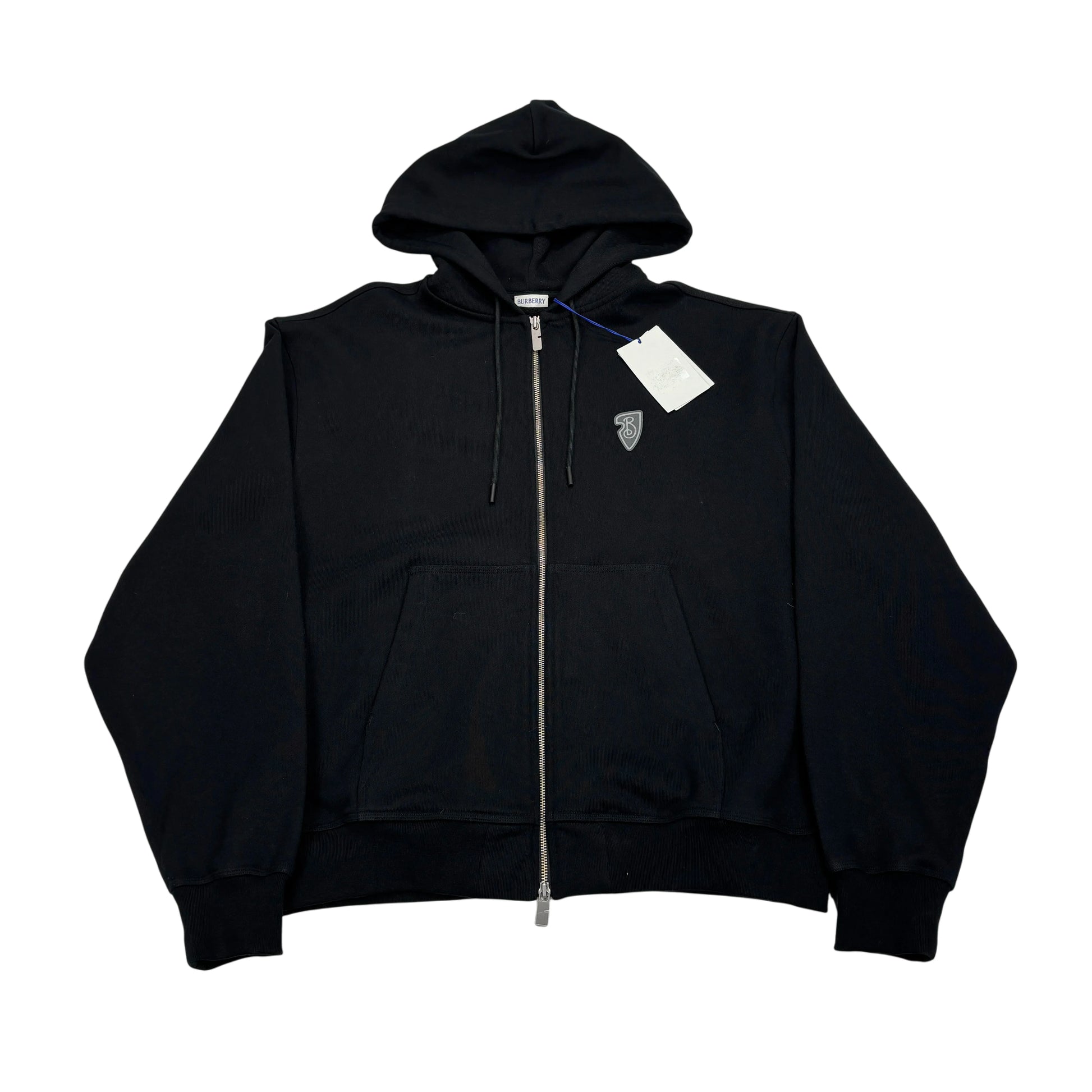 Burberry Black Printed Logo Zip-up Hoodie