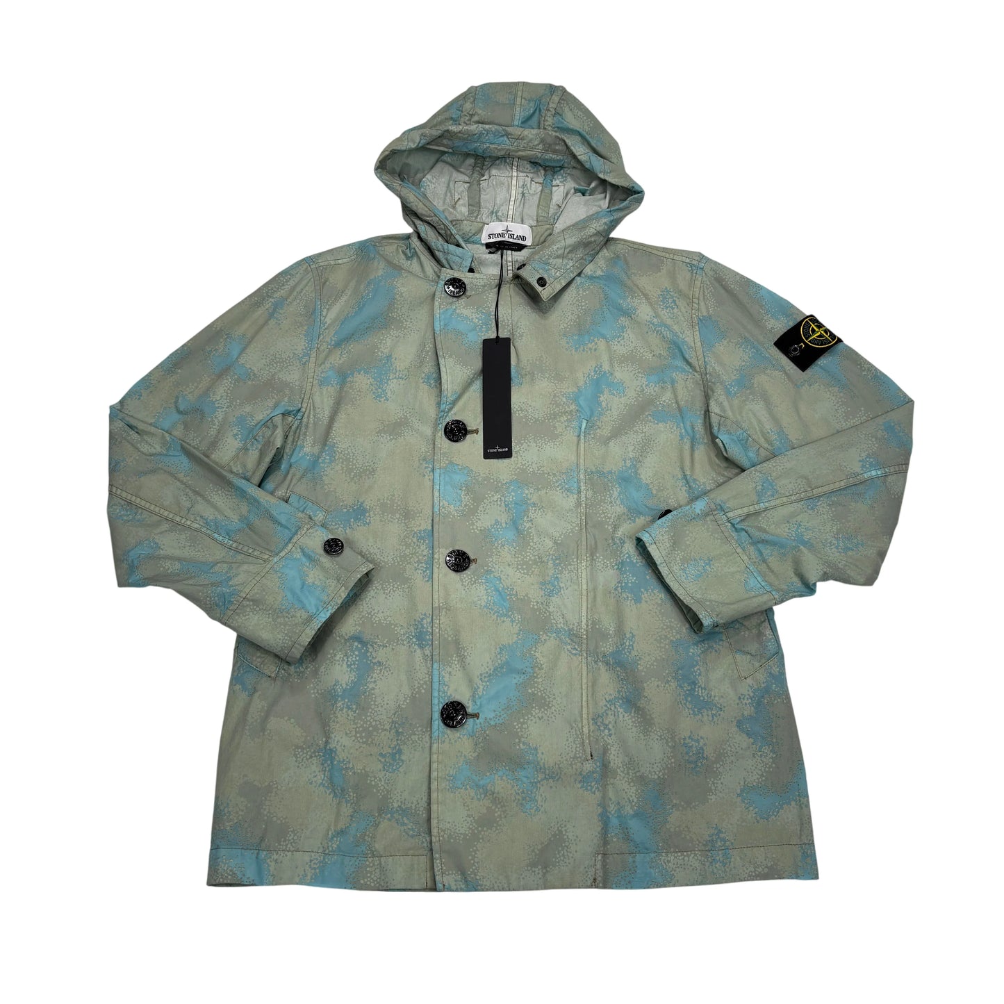 Stone Island Dove Grey Camo Devore Hooded Jacket